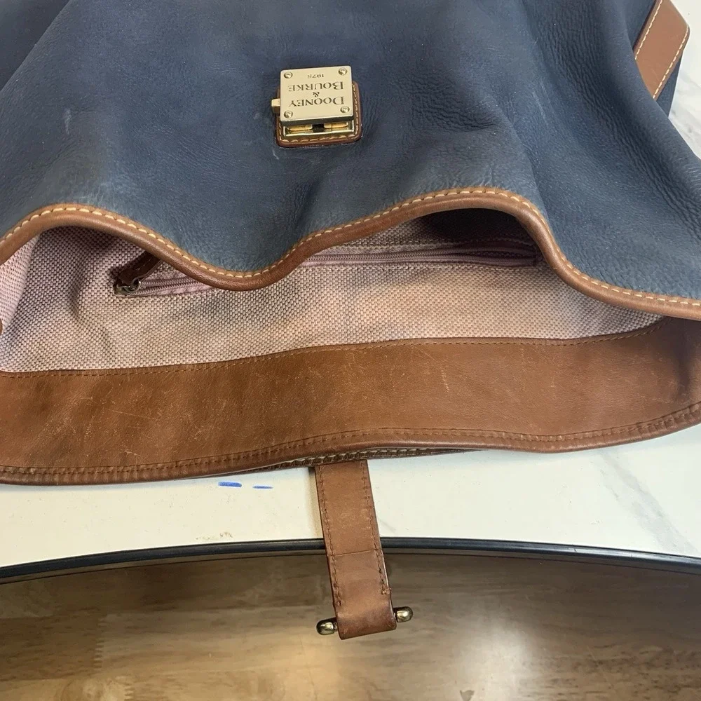 Dooney & Bourke Leather  Logo Lock Hobo Bag Blue